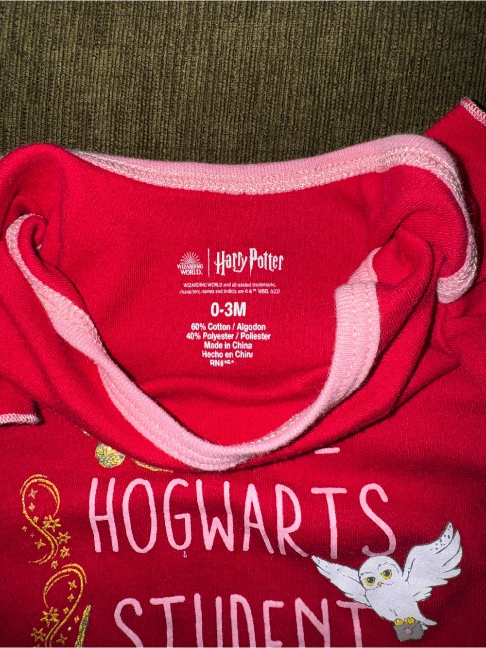 Red 'Future Hogwarts Student' Girls One-Piece Bodysuit - Picture 3 of 3